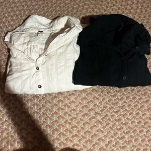 Black and white puff sleeved, breathable fresh material free people blouse